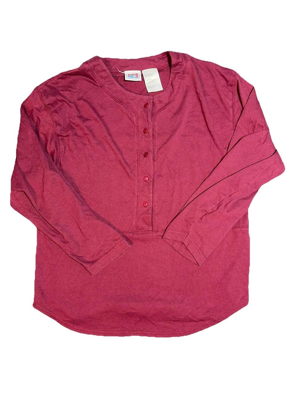 VTG Backroad Blues Jeans wear Women’s Henley Style Burgundy Top Size LARGE